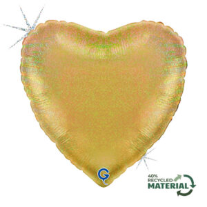Heart 18inc Glitter Holographic Gold 5