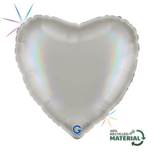 Heart 18inc Rainbow Holographic Platinum Pure