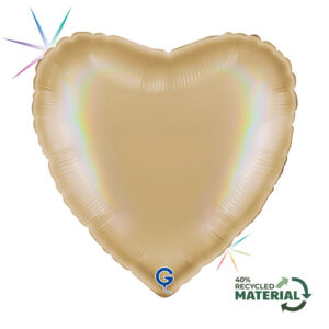 Heart 18inc Rainbow Holographic Platinum Champagne