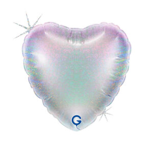 Heart 04inc Glitter Holographic Silver