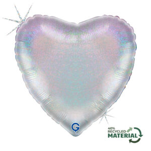 Heart 18inc Glitter Holographic Silver