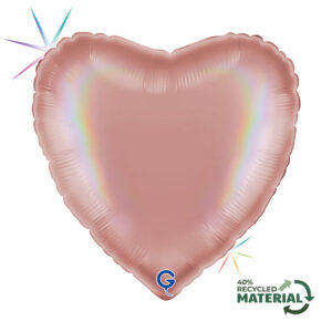 Heart 18inc Rainbow Holographic Platinum Rosè