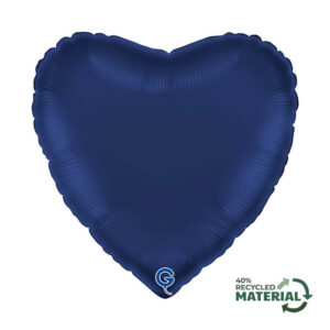 Heart 18inc Satin Blue Navy