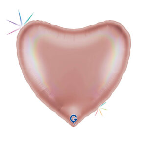 Heart 36inc Rainbow Holographic Platinum Rosè