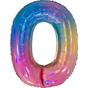 Number 0 Colourful Rainbow 40inc