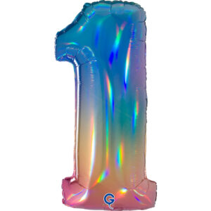 Number 1 Colourful Rainbow 40inc