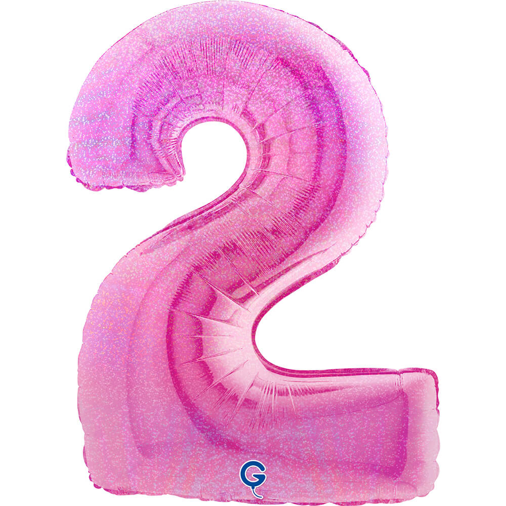 Number 2 Glitter Holographic Fuxia 40inc