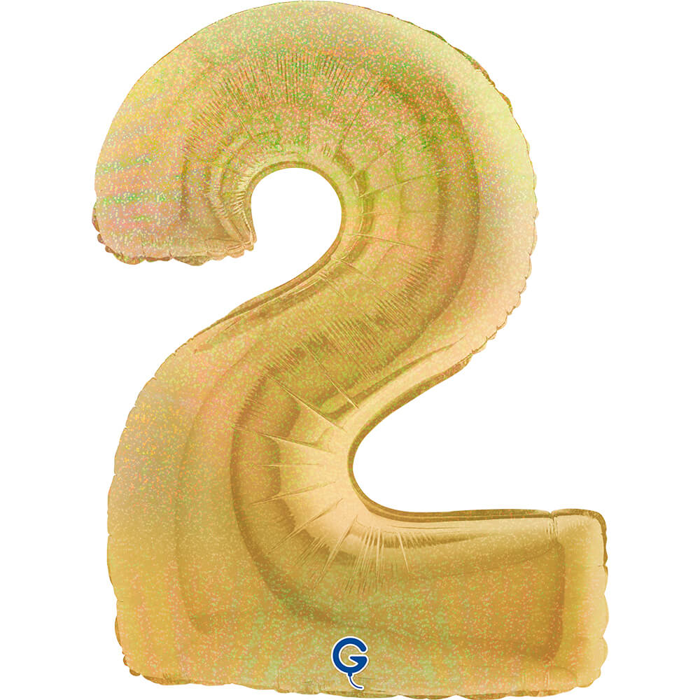 Number 2 Glitter Holographic Gold 5 40inc