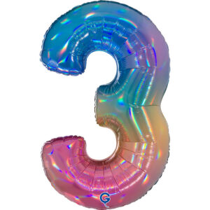 Number 3 Colourful Rainbow 40inc