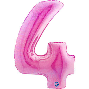 Number 4 Glitter Holographic Fuxia 40inc
