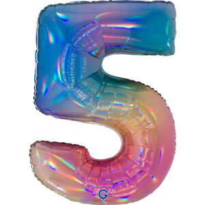 Number 5 Colourful Rainbow 40inc