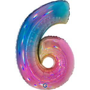 Number 6 Colourful Rainbow 40inc