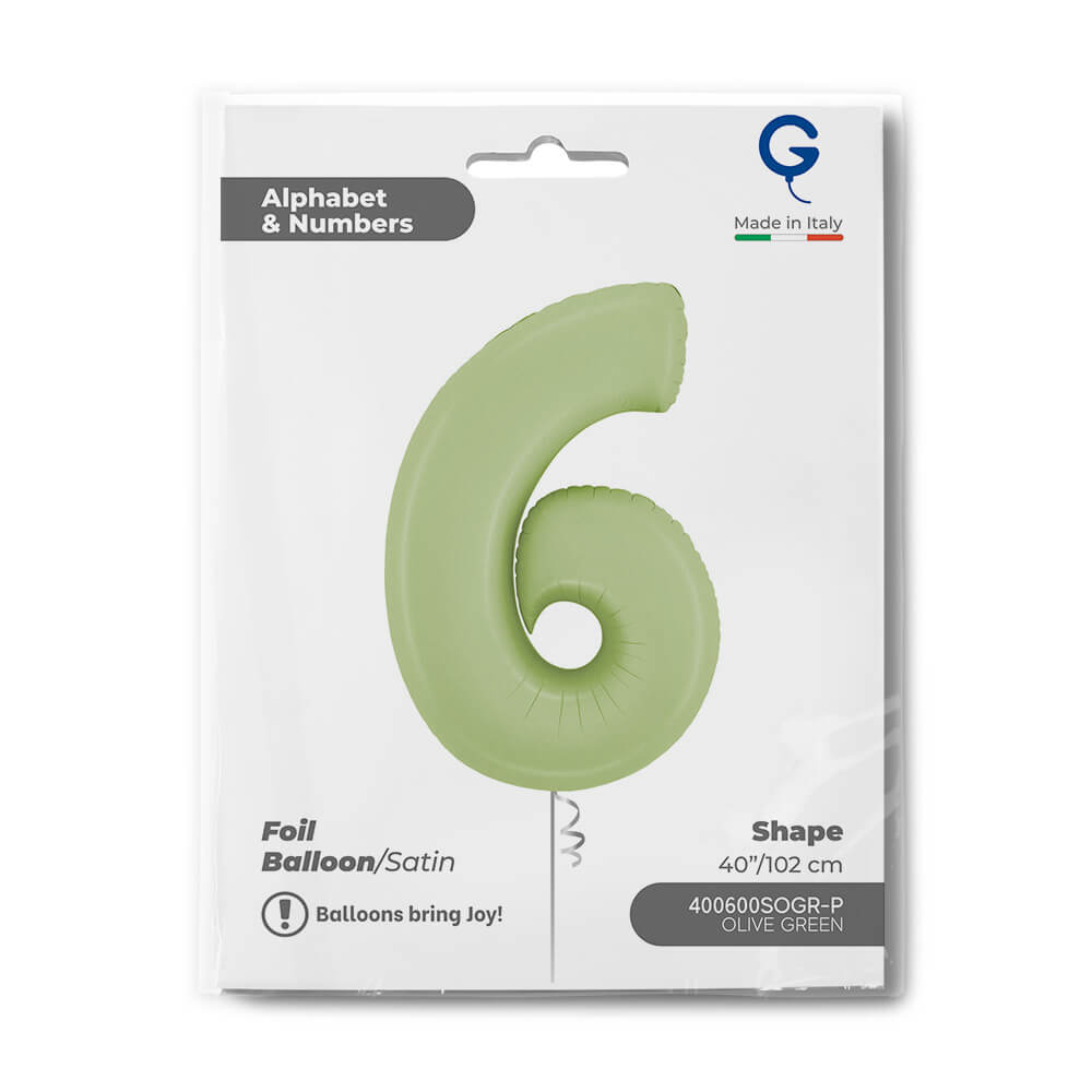 Number 6 Satin Olive Green 40inc - Afbeelding 2