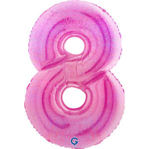 Number 8 Glitter Holographic Fuxia 40inc