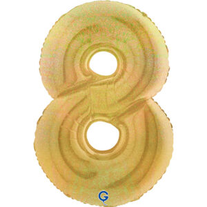 Number 8 Glitter Holographic Gold 5 40inc