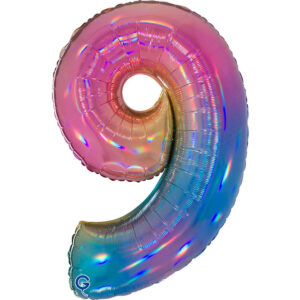 Number 9 Colourful Rainbow 40inc