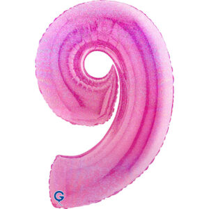 Number 9 Glitter Holographic Fuxia 40inc