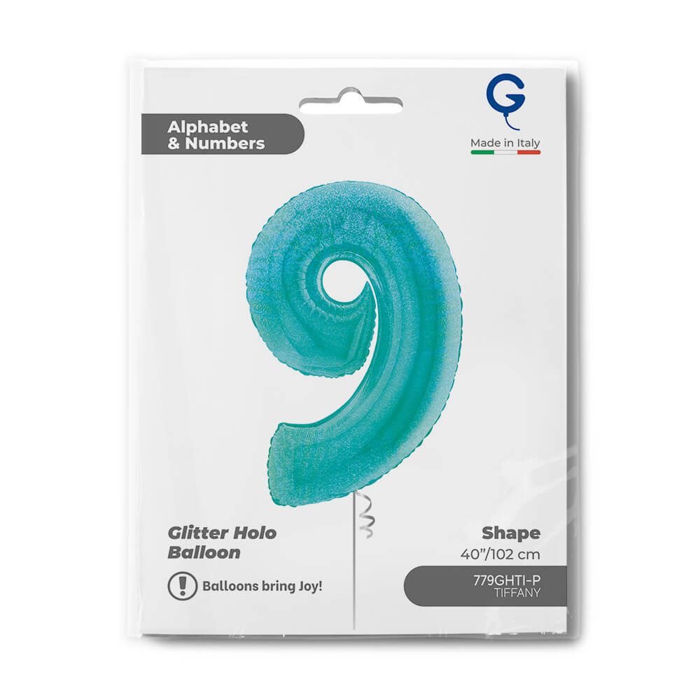 Number 9 Glitter Holographic Tiffany 40inc - Afbeelding 2