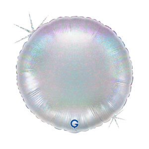 Round 18inc Glitter Holographic Silver