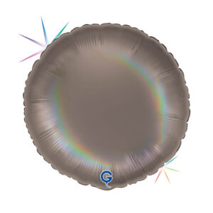 Round 18inc Rainbow Holographic Platinum Grey