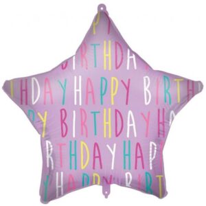 Happy Birthday Purple Star Foil Balloon